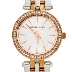Pre Owned MIchael Kors Silver Two Tone Stainless Steel Petite Darci MK3298 Women's Wristwatch 26 mm