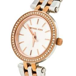 Pre Owned MIchael Kors Silver Two Tone Stainless Steel Petite Darci MK3298 Women's Wristwatch 26 mm