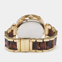 Pre Owned Michael Kors Yellow Gold Plated Stainless Steel Tortoise Parker MK5688 Women's Wristwatch 39 mm