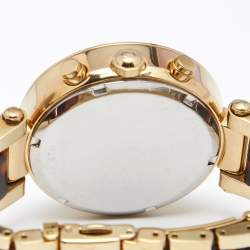 Pre Owned Michael Kors Yellow Gold Plated Stainless Steel Tortoise Parker MK5688 Women's Wristwatch 39 mm