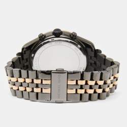 Pre Owned Michael Kors Black PVD Coated Rose Gold Tone Lexington MK8561 Unisex 44 mm