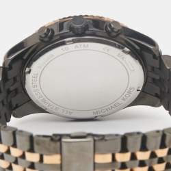 Pre Owned Michael Kors Black PVD Coated Rose Gold Tone Lexington MK8561 Unisex 44 mm