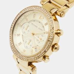 مملوكة مسبقًا ساعة يد نسائية مايكل كورس باركر MK5354 ستانلس ستيل مطلي ذهب شامبين 39 مم