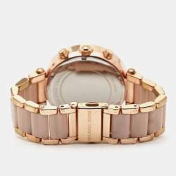 Pre Owned ساعة يد نسائية مايكل كورس باركر MK5896  أسيتات ستانلس ستيل مطلي ذهب شامبين 39 مم