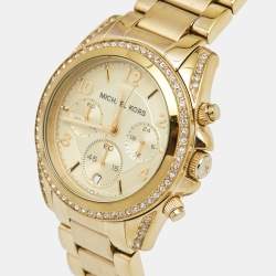 مملوكة مسبقًا Michael Kors Yellow Gold PVD Coated Stainless Steel Blair MK5166 Unisex Wristwatch 39 mm