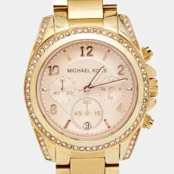 Pre Owned Michael Kors Champagne Gold Plated Stainless Steel Blair MK5263 Women's Wristwatch 39 mm