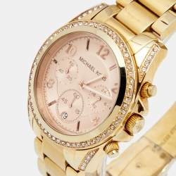 Pre Owned Michael Kors Champagne Gold Plated Stainless Steel Blair MK5263 Women's Wristwatch 39 mm