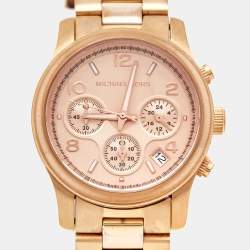 Michael Kors Champagne Rose Gold Plated Stainless Steel Runway MK5128 Women's Wristwatch 38 mm