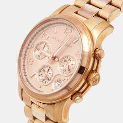 Michael Kors Champagne Rose Gold Plated Stainless Steel Runway MK5128 Women's Wristwatch 38 mm