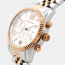 Pre Owned Michael Kors Silver Tri-Tone Stainless Steel Lexington MK5735 Women's Wristwatch 38 mm