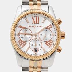 Pre Owned Michael Kors Silver Tri-Tone Stainless Steel Lexington MK5735 Women's Wristwatch 38 mm