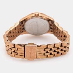 Pre Owned Michael Kors Blue Rose Gold Plated Stainless Steel Petite Lexington MK3272 Women's Wristwatch 26 mm
