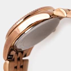 Pre Owned Michael Kors Blue Rose Gold Plated Stainless Steel Petite Lexington MK3272 Women's Wristwatch 26 mm