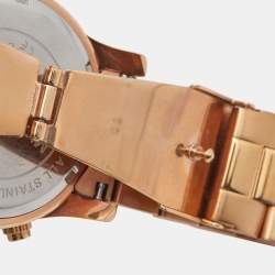 Pre Owned Mickael Kors Champagne Rose Gold Plated Stainless Steel Runway MK5128 Women's Wristwatch 38 mm