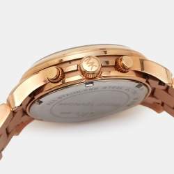 Pre Owned Mickael Kors Champagne Rose Gold Plated Stainless Steel Runway MK5128 Women's Wristwatch 38 mm