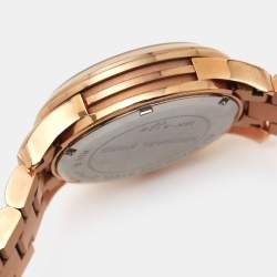 Pre Owned Mickael Kors Champagne Rose Gold Plated Stainless Steel Runway MK5128 Women's Wristwatch 38 mm