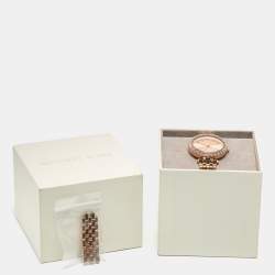 Pre Owned Michael Kors Champagne Rose Gold Plated Stainless Steel Darci MK4515 Women's Wristwatch 34 mm