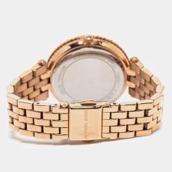 Pre Owned Michael Kors Champagne Rose Gold Plated Stainless Steel Darci MK4515 Women's Wristwatch 34 mm