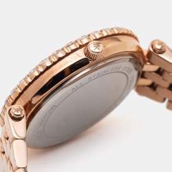 Pre Owned Michael Kors Champagne Rose Gold Plated Stainless Steel Darci MK4515 Women's Wristwatch 34 mm