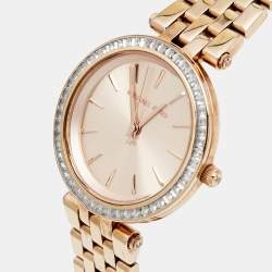Pre Owned Michael Kors Rose Gold Plated Stainless Steel Darci MK3366 Women's Wristwatch 33 mm
