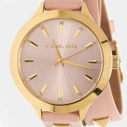 Michael Kors Champagne Gold Plated Stainless Steel Leather MK2681 Women's Wristwatch 38 mm