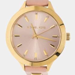 Michael Kors Champagne Gold Plated Stainless Steel Leather MK2681 Women's Wristwatch 38 mm