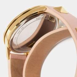 Michael Kors Champagne Gold Plated Stainless Steel Leather MK2681 Women's Wristwatch 38 mm