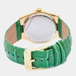 Michael Kors Green Gold Plated Stainless Steel Leather Channing MK2356 Unisex Wristwatch 38 mm 
