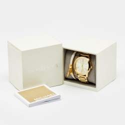 Pre Owned Michael Kors Champagne Gold Plated Stainless Steel Hartman MK3490 Women's Wristwatch Set 38 mm