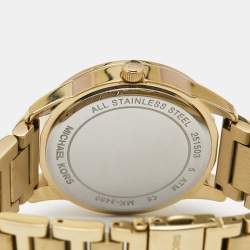 Pre Owned Michael Kors Champagne Gold Plated Stainless Steel Hartman MK3490 Women's Wristwatch Set 38 mm