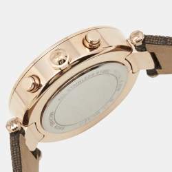 Michael Kors White Rose Gold Plated Stainless Steel Leather Parker MK6917 Women's Wristwatch 39 mm 