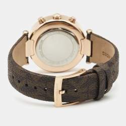 Michael Kors White Rose Gold Plated Stainless Steel Leather Parker MK6917 Women's Wristwatch 39 mm 