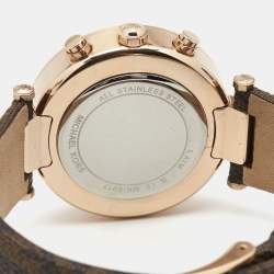 Michael Kors White Rose Gold Plated Stainless Steel Leather Parker MK6917 Women's Wristwatch 39 mm 