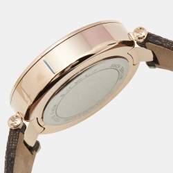 Michael Kors White Rose Gold Plated Stainless Steel Leather Parker MK6917 Women's Wristwatch 39 mm 