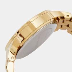 Michael Kors White Crystal Embellished Gold Plated Stainless Steel Nini MK3214 Women's Wristwatch 35 mm