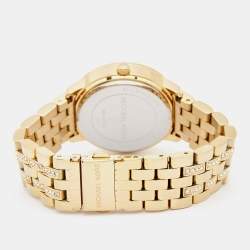 Michael Kors White Crystal Embellished Gold Plated Stainless Steel Nini MK3214 Women's Wristwatch 35 mm
