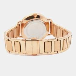 Pre Owned Michael Kors White Rose Gold Plated Stainless Steel Mini Portia MK3841 Women's Wristwatch 32 mm