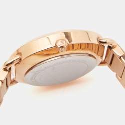 Pre Owned Michael Kors White Rose Gold Plated Stainless Steel Mini Portia MK3841 Women's Wristwatch 32 mm
