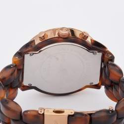 Pre Owned Michael Kors Brown Mother Of Pearl Rose Gold Plated Stainless Steel Acetate Showstopper MK5366 Women' Wristwatch 43 mm