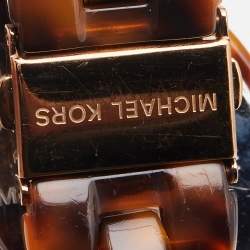 Pre Owned Michael Kors Brown Mother Of Pearl Rose Gold Plated Stainless Steel Acetate Showstopper MK5366 Women' Wristwatch 43 mm