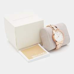 Michael Kors Mother Of Pearl Rose Gold Plated Stainless Steel Runway Mercer MK6671 Women's Wristwatch 38 mm