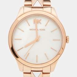 Michael Kors Mother Of Pearl Rose Gold Plated Stainless Steel Runway Mercer MK6671 Women's Wristwatch 38 mm