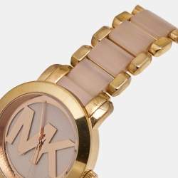 Michael Kors Champagne Rose Gold Plated Stainless Steel Acetate Runway MK4324 Women's Wristwatch 38 mm