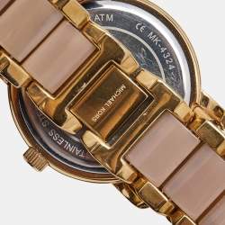 Michael Kors Champagne Rose Gold Plated Stainless Steel Acetate Runway MK4324 Women's Wristwatch 38 mm