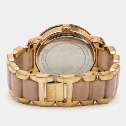 Michael Kors Champagne Rose Gold Plated Stainless Steel Acetate Runway MK4324 Women's Wristwatch 38 mm