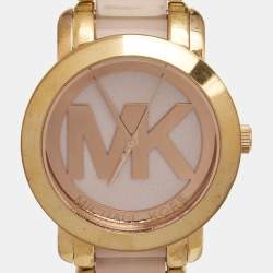 Michael Kors Champagne Rose Gold Plated Stainless Steel Acetate Runway MK4324 Women's Wristwatch 38 mm