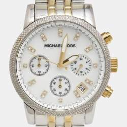Michael Kors White Mother Of Pearl Two-Tone Stainless Steel Ritz MK5057 Women's Wristwatch 38 mm