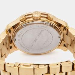 Michael Kors White Mother Of Pearl Gold Plated Stainless Steel Runway MK5305 Women's Wristwatch 38 mm