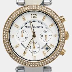 Michael Kors Silver White Dial Two-Tone Stainless Steel Parker MK5626 Women's Wristwatch 39 mm
