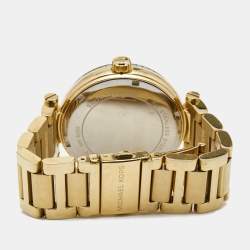 Michael Kors Green Yellow Gold Plated Stainless Steel Crystal Skylar MK6065 Women's Wristwatch 41 mm